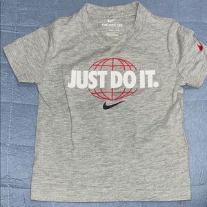 Nike Kids Gray Tee with Red and White Design